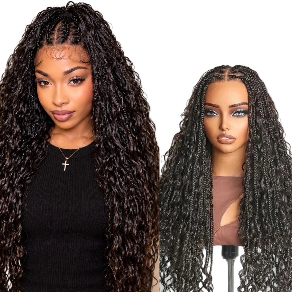 Knotless Boho Braids Perücke Glueless | 13x4 Schweizer Lace Front 250% Dichte | 14–26 Zoll
