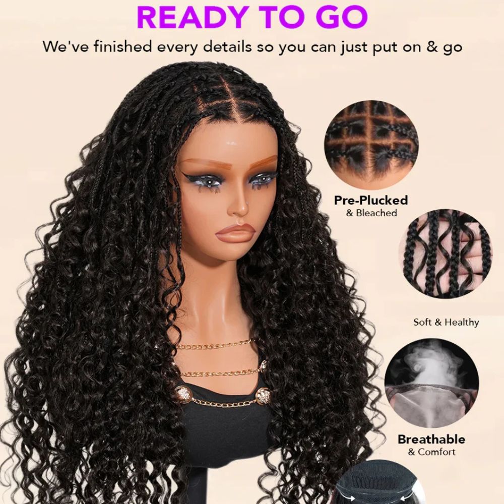 Knotless Boho Braids Perücke Glueless | 13x4 Schweizer Lace Front 250% Dichte | 14–26 Zoll