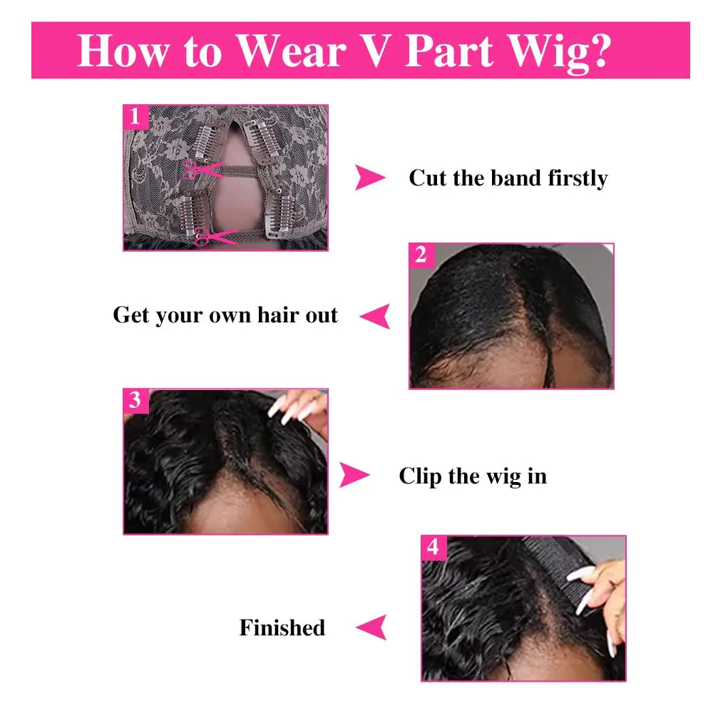 V Part Kinky Curly Real Hair Wig LUX-Peruck