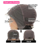 Perruque courte ondulée 4/27 | Dentelle HD densité 250 % | Cheveux naturels