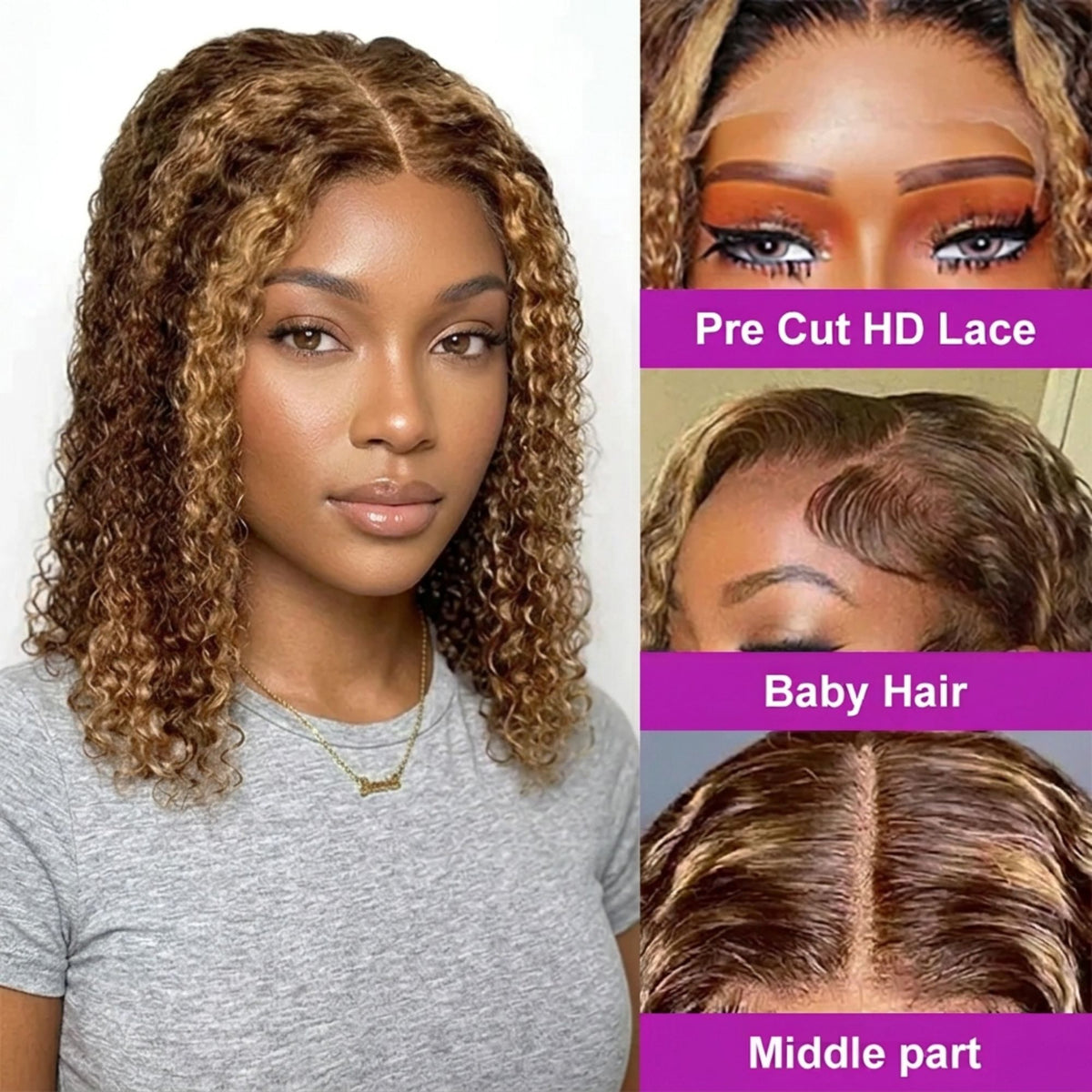 4/27 Highlight Blonde Kurzer Bob – 250% Dichte 13x4 Lace– LUX-Peruck